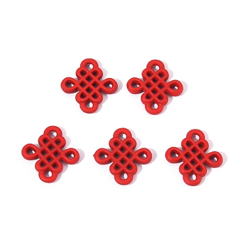 Baking Painted Alloy Chandelier Component Links, Chinese Knot, Red, 1.45x1.4x0.2cm, Hole: 1.6mm