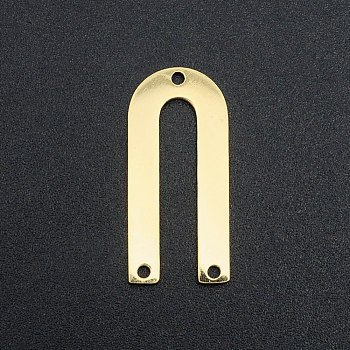 201 Stainless Steel Arch Chandelier Components Links, 3 Hole Links, Laser Cut, U Shape, Golden, 26x12x1mm, Hole: 1.6mm
