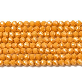Cubic Zirconia Bead Strands, Faceted Round, Dark Orange, 3mm, Hole: 0.6mm, about 120pcs/strand, 14.84''~14.96''(37.7~38cm)