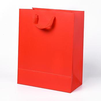 Kraft Paper Bags, with Handles, Gift Bags, Shopping Bags, Rectangle, Red, 32x25x13.2cm