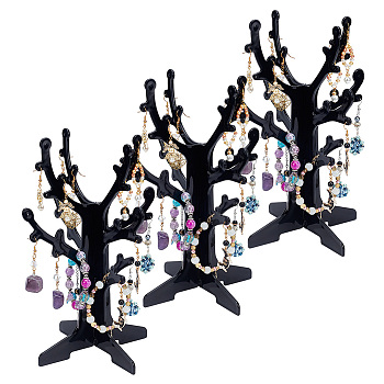 Plastic Earring Display Trees, Jewelry Orgainzer Holder Tower Rack for Earring Stud, Dangle Earring Showing, Black, Finish Product: 16.6x16.6x24.5cm, Hole: 1.6mm