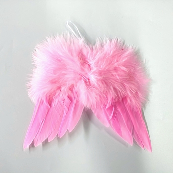 Mini Doll Angel Wing Feather, with Polyester Rope, for DIY Moppet Makings Kids Photography Props Decorations Accessories, Pink, 160x140mm