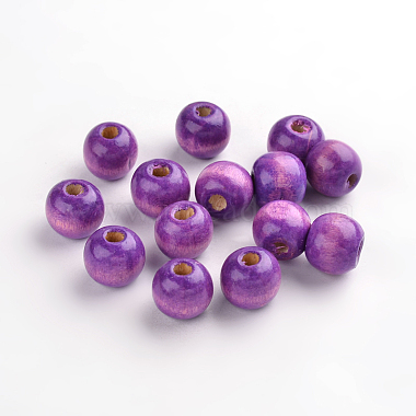 12mm Fuchsia Round Wood Beads