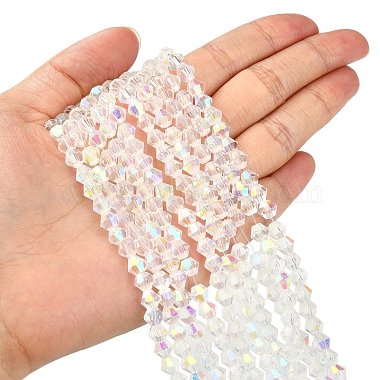 Faceted(32 Facets) Glass Beads Strands Round(X-GF4mmC28-AB)-5
