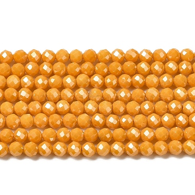 Dark Orange Round Cubic Zirconia Beads
