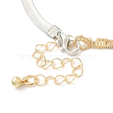 Two Tone Brass Herringbone Chains Lariat Necklaces(NJEW-P289-07G)-4