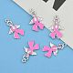 Breast Cancer Awareness Ribbon with Angel Wing Platinum Color Pearl Pink Alloy Rhinestone Enamel Pendants(X-ENAM-D001-2)-6