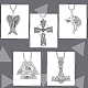 7Pcs 7 Style Arrow & Wolf & Cross & Axe & Wing Pendant Necklaces Set(NJEW-AN0001-44)-6