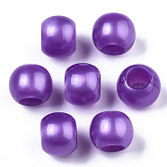 Acrylic European Beads, Pearlized, Large Hole Beads, Rondelle, Purple, 12x9mm, Hole: 6mm, about 820pcs/500g(OACR-N008-18A-B01)