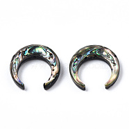 Natural Abalone Shell/Paua Shell Beads, Crescent Moon, 19x20x4~4.5mm, Hole: 0.8mm, about 6pcs/bag(SSHEL-N034-122A-01)
