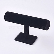 Velvet T-Bar Bracelet Display Stands, Black, 13.7x24x7.1cm(BDIS-WH0003-04A)