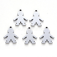201 Stainless Steel Pendants, Laser Cut, Boy, Stainless Steel Color, 17x13x1mm, Hole: 1.4mm(STAS-N092-61)