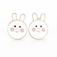 Rabbit Enamel Pin, Animal Alloy Brooch for Backpack Clothes, Cadmium Free & Lead Free, Light Gold, WhiteSmoke, 21x15.5x12mm, Pin: 1mm(PALLOY-S132-286)