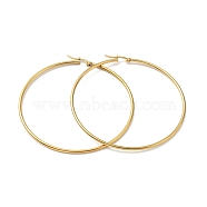 Vacuum Plating 201 Stainless Steel Big Hoop Earrings for Women, with 304 Stainless Steel Pins, Golden, 70x2mm, Pin: 0.6mm(EJEW-G260-02F-G)