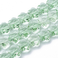 Transparent Glass Beads, Faceted, Plum Blossom, Pale Green, 10x10x7mm, Hole: 1mm(X-GLAA-Q066-10mm-C10)