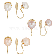 3 Pairs 3 Colors ABS Imitation Pearl Cuff Earrings, Golden Alloy Wire Wrap Non Piercing Earrings, Mixed Color, 17x9x12.5~14.5mm, 1 Pair/color(EJEW-AN0004-65)