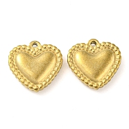 Ion Plating(IP) 304 Stainless Steel Pendants, Heart Charm, Real 18K Gold Plated, 15x15x4mm, Hole: 1.4mm(STAS-P341-20D-G)