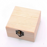Pinewood Box, Flip Cover Box, with Iron Clasp, Rectangle, BurlyWood, 4x3-1/2x2 inch(10x9x5cm)(CON-WH0080-10)