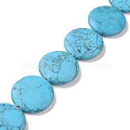 Synthetic Turquoise Beads Strands, Flat Round, 31x6mm, Hole: 1.2mm, about 13pcs/strand, 15.55''(39.5cm)(G-P469-06)