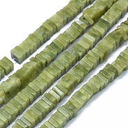 Natural Xinyi Jade/Chinese Southern Jade Beads Strands, Square Heishi Beads, 7.5~8.5x7.5~8.5x2.5~3.5mm, Hole: 1~1.2mm, about 124~129pcs/strand, 15.5~15.9 inch(39.5~40.5cm)(G-F631-H01)