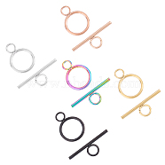 PVD Vacuum Plating 304 Stainless Steel Toggle Clasps, Ring, Mixed Color, Ring: 27.5x19.5x2mm, Hole: 5.5mm, Bar: 30x10x2mm, Hole: 5.5mm, 5 colors, 4sets/color, 20sets/box(STAS-UN0016-18)