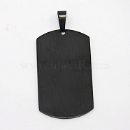 Men's 201 Stainless Steel Big Rectangle Hand Stamping Blank Tag Pendants, Gunmetal, 50x29x1.5mm, Hole: 9x3mm(STAS-O044-121)