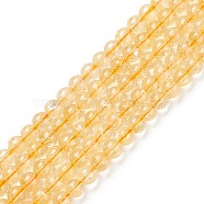 Natural Citrine Beads Strands, Round, Dyed & Heated, 6mm, Hole: 1mm, about 60~63pcs/strand, 15.5~15.7 inch(38~40cm)(X-G-E326-6mm-01)