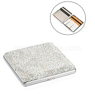 Shining Square Alloy Cigarette Cases, Covered with Rhinestone, Crystal AB, 98x97x22mm(AJEW-L014-01)