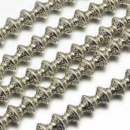 Tibetan Style Bicone Alloy Bead Strands, Lead Free & Cadmium Free, Antique Silver, 7x6mm, Hole: 2mm, about 34pcs/strand, 8 inch(TIBEB-O007-14-RS)