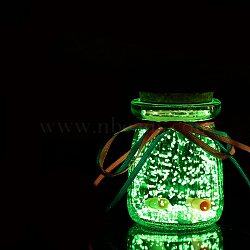 Luminous Glass Wishing Bottle with Random Color Ribbon, Glow in The Dark, Starry Sky Origami Star Jar Drifting Bottle for Bedroom Decor Gift Desktop Ornaments, Spring Green, 53x75mm(LUMI-PW0004-067D)