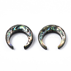 Natural Abalone Shell/Paua Shell Beads, Crescent Moon, 19x20x4~4.5mm, Hole: 0.8mm, about 6pcs/bag(SSHEL-N034-122A-01)