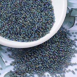 MIYUKI Round Rocailles Beads, Japanese Seed Beads, 11/0, (RR249) Transparent Gray AB, 2x1.3mm, Hole: 0.8mm, about 5500pcs/50g(SEED-X0054-RR0249)