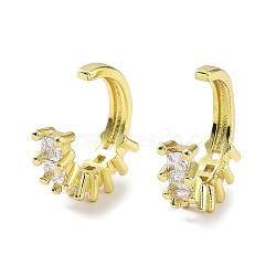 Brass Micro Pave Cubic Zirconia Cuff Earrings, Non Piercing Earrings, Real 18K Gold Plated, 13.5x4mm(EJEW-D088-11G)