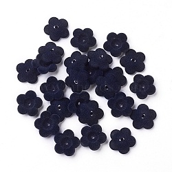Flocky Acrylic Bead Caps, 5-Petal, Flower, Prussian Blue, 24x6.5mm, Hole: 2.5mm(OACR-I001-A08)