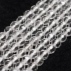 Natural Quartz Crystal Beads Strands, Rock Crystal Beads, Faceted, Round, 4mm, Hole: 1mm, about 96pcs/strand, 14.9 inch~15.1 inch(G-D840-11-4mm)