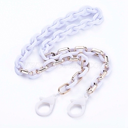 Personalized Acrylic & CCB Plastic Cable Chain Necklaces, Eyeglasses Chains, Handbag Chains, with Plastic Lobster Claw Clasps, White, 26.97 inch(68.5cm)(X-NJEW-JN02824-01)