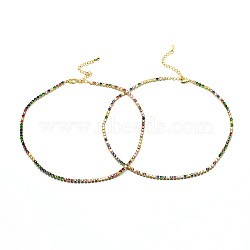 Brass Tennis Necklaces, with Cubic Zirconia Cup Chains and Lobster Claw Clasps, Golden, 12.87 inch(32.7cm)(NJEW-I104-14G)