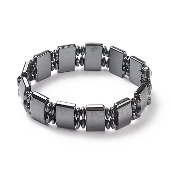 Fashionable Magnetic Synthetic Hematite Stretchy Bracelets, Black, 72mm