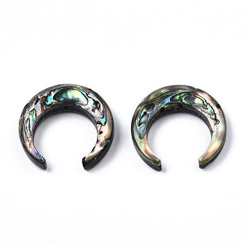 Natural Abalone Shell/Paua Shell Beads, Crescent Moon, 19x20x4~4.5mm, Hole: 0.8mm, about 6pcs/bag