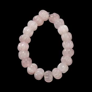 Natural Rose Quartz Beads Strands, Pumpkin, 10x14x12.5mm, Hole: 1mm, about 20pcs/strand, 7.72''~7.76''(19.6~19.7cm)