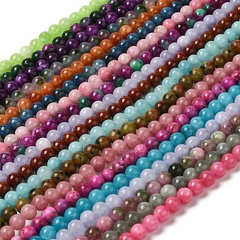 Natural Dyed Jade Beads Strands, Round, Mixed Color, 8.5mm, Hole: 0.8mm, about 45~46pcs/strand, 14.69''~15.04''(37.3~38.2cm)
