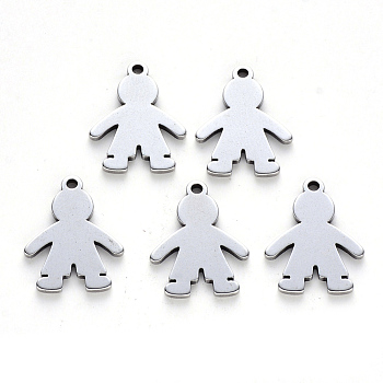 201 Stainless Steel Pendants, Laser Cut, Boy, Stainless Steel Color, 17x13x1mm, Hole: 1.4mm