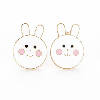 Rabbit Enamel Pin, Animal Alloy Brooch for Backpack Clothes, Cadmium Free & Lead Free, Light Gold, WhiteSmoke, 21x15.5x12mm, Pin: 1mm