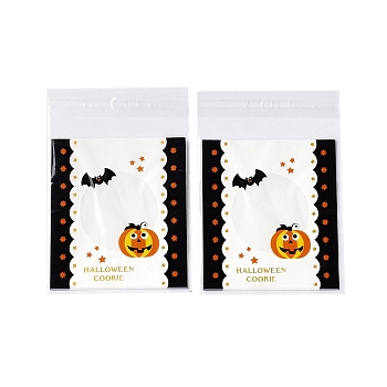 Halloween Theme Plastic Bakeware Bag, with Self-adhesive, for Chocolate, Candy, Cookies, Square, WhiteSmoke, 130x100x0.2mm, about 100pcs/bag