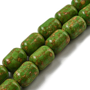 Dyed Synthetic Turquoise Beads Strands, Column, Yellow Green, 10.5x8mm, Hole: 1mm, about 33~43pcs/strand, 13.70 inch(34.8cm)