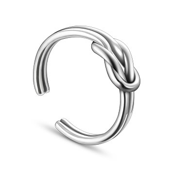 SHEGRACE Vintage Knot 925 Sterling Silver Cuff Rings, Open Rings, Antique Silver, 18mm