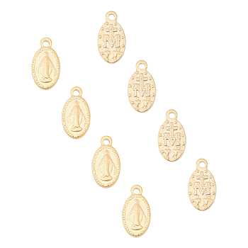 304 Stainless Steel Pendants, Oval with Virgin Mary, Golden, 15x8x2mm, Hole: 1.5mm, 10pcs/box