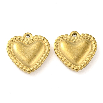 Ion Plating(IP) 304 Stainless Steel Pendants, Heart Charm, Real 18K Gold Plated, 15x15x4mm, Hole: 1.4mm
