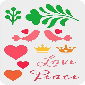 Large Plastic Reusable Drawing Painting Stencils Templates, for Painting on Scrapbook Fabric Tiles Floor Furniture Wood, Rectangle, Heart Pattern, 297x210mm