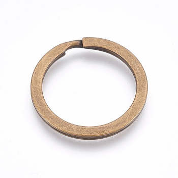 Alloy Split Key Rings, Keychain Clasp Findings, Antique Bronze, 28x2mm, Inner Diameter: 22mm
